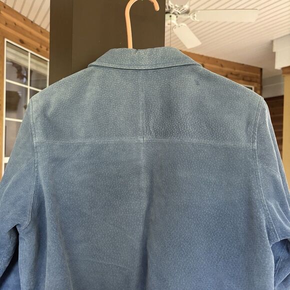 Bagadette 100% Suede Leather Shirt Jacket Women S Periwinkle Blue Button Down - Picture 6 of 10